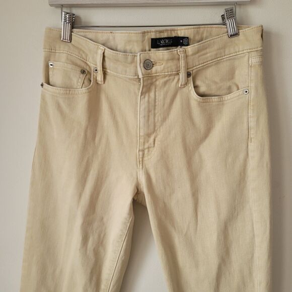 Lauren Ralph Lauren Women Mid-Rise Straight Leg Jeans Beige stretch size 10 - Picture 5 of 9
